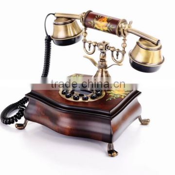 vintage decor telephone home phone rotary telephone woodem