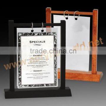 table wood display stand/ wholesale dl menu holders/ wood restaurant sign /menu wood