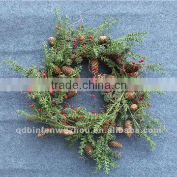 Artificial Pine Cones, Green Tree Foliages,Red Berry Garland