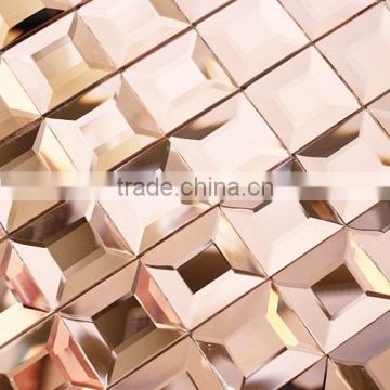 Diamond 5 surface pink color glass mosaic tile 30*30mm crystal mosaic