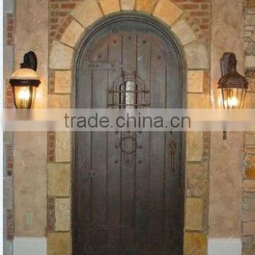 Bisini European elegant luxury arch design wrought iron door (BG90067)
