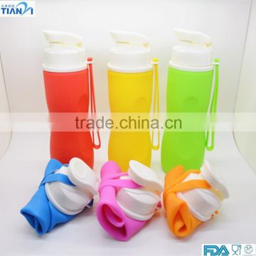 750ML Outdoor Food Grade Silicone Foldable Watter Bottle Silicone Collapsible Bottle