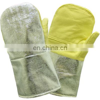 700 degree Woven Fabric Aramid Fiber Aluminized heat resistant Industrial Glove high
