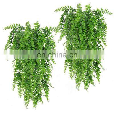 Amazon Hot Sold Artificial Hanging Plastic Boston Ferns Vines Ivy Greenery Plants For Wall Indoor Baskets Wedding Garland Decor