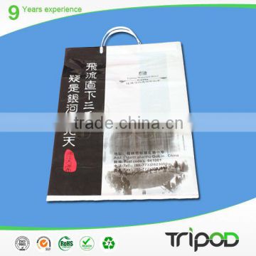 plastic shopping bag with hand length handle, enviromental plastic bags with reinforced handle,fancy plastic bag for garment