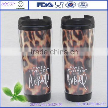 paper insert double wall cup,wholesale plastic cups,double wall plastic travel coffee mugs