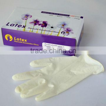 Powdered and non-sterile nature latex beaded cuff latex examination gloves