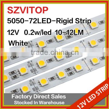 SV Dc 12V LED STRIP Super Bright 5050 72LEDs 10-12lm Rigid Strip white 3 chip Light Non-waterproof 12mm Width PCB