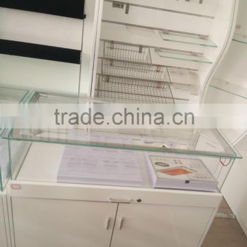 2015 new design glass and MDF mobile phone display cabinet