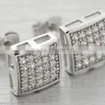 sterling silver cz earrings screw back micro paved