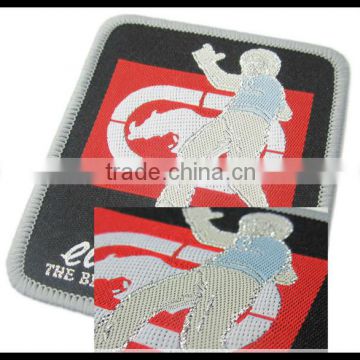 Polyester Garment Laser Cut Woven Badge with lockrand