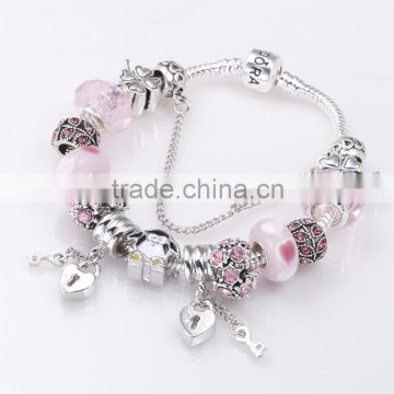 2016 Pink Charm Bracelet Crystal Beads And Alloy Beads Bracelets New arrival bracelets                        
                                                Quality Choice