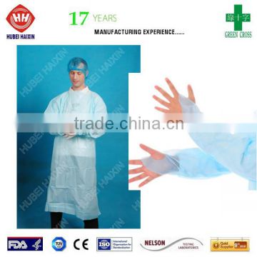 China Hospital waterproof CPE gown Manufacturer without latex hot seal