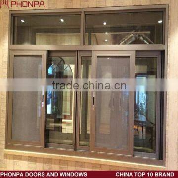 Made in China high quality aluminum sliding window,champagne color power coated sliding window