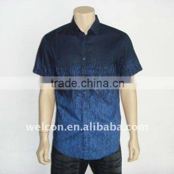Men's fashion casual 100% cotton short sleeve style printed shirt