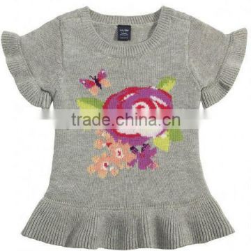 girl cotton flower pattern sweater