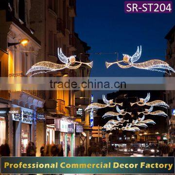 Customize commercial cross Street LED lighted angel decoration