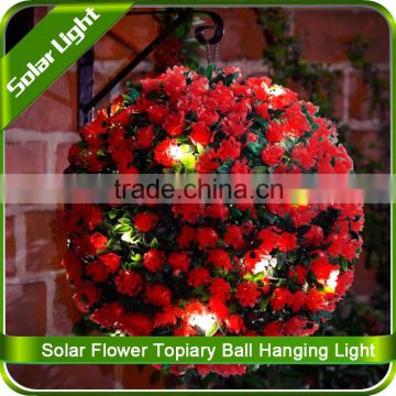 Solar Sky Rose topiary ball with 20 LED lights for decorate garden