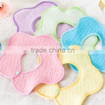 2016 new design soft colorful flower shape baby gift bibs