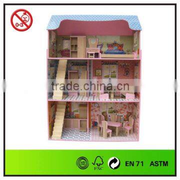 adult wooden big doll houses with wallpaper