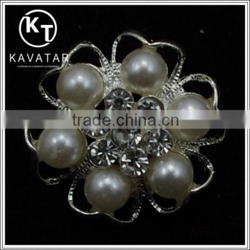 Good quality NK017 metal flower rhinestone button with pearl