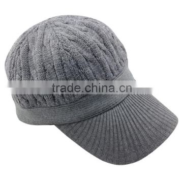 Factory bulk sale fashion custom baseball style lady winter cap/hat with visor