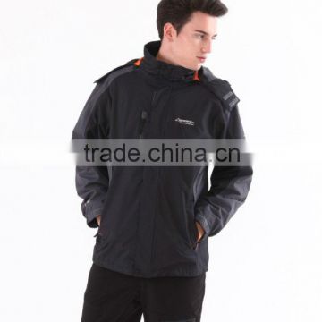 Men's waterproof outdoor jacket detachable hood adjustable cap chest and hand pocket with waterproof zipper