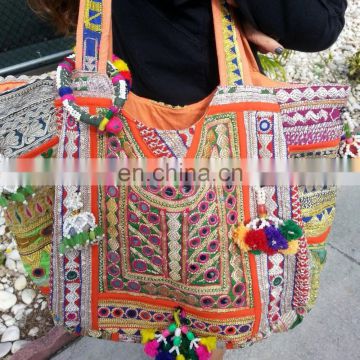 Mirror Sequins work Handmade Embroidery Vintage Banjara Bags for Women's