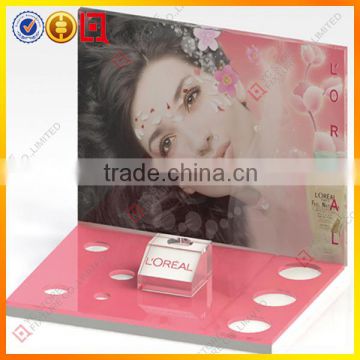 Hot selling pink style acrylic cosmetic display stand perfume display rack