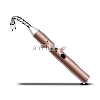 Electric Rechargeable Arc Lighter with LED Battery Display Flexible Neck USB Lighter for Candles Gas Stoves Camping Barbecue