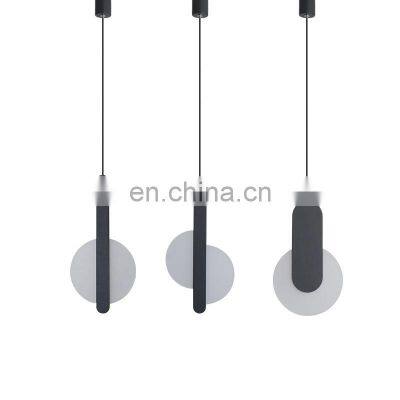Black Contemporary Chandeliers Round Acrylic Pendant Lamp Dining Room Lighting