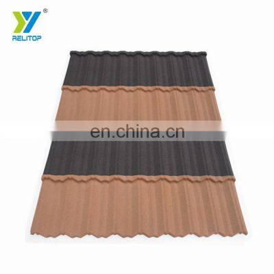 Modern Style Coffee Black Nosen Type Stone Coated Steel Roof Tile  0.3mm 0.35mm 0.4mm 0.5mm Metal Roofing Sheet