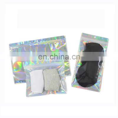 Resealable Transparent Holographic Packaging Bag Pouch/Holographic ziplock bag Zipper Bags for Makeup Tools Clothes Socks Masque