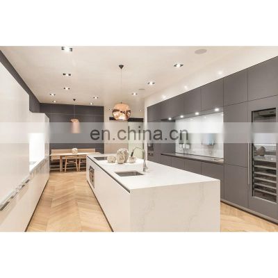 Simple Design USA Wood Laminate Kitchen Cabinets Modern Luxury High Gray Glossy Kitchen Cabinet
