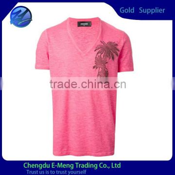 Mens Pink V-Neck Tshirt Wholesale