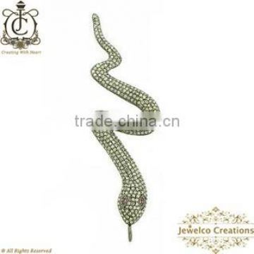 925 Sterling Silver Diamond Pave Snake Pendant, Diamond Pave Vintage Design Snake Pendant Jewelry Manufacturer