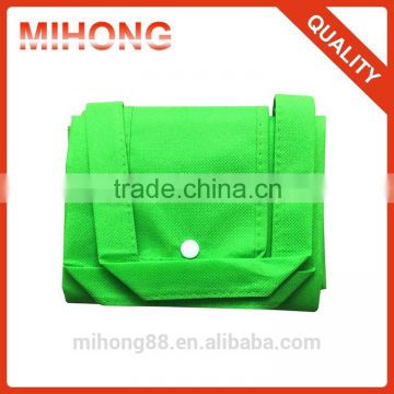 green custom logo design fashion style folding/foldable non woven shopping bag