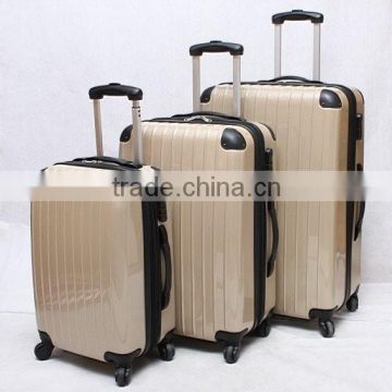 stock ABS+PC 3pcs expandable rolling trolley suitcase set with univeresal wheels