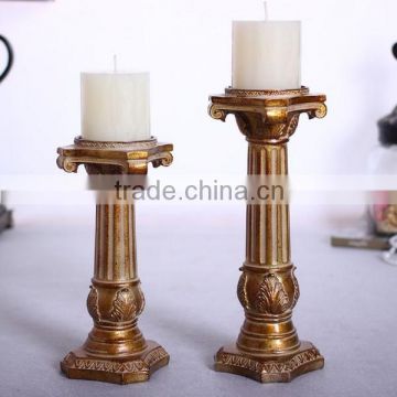 2015 Wholesale Traditional columnar type gold plated wedding candlestick ,Retro and Europe resin antique candle holders