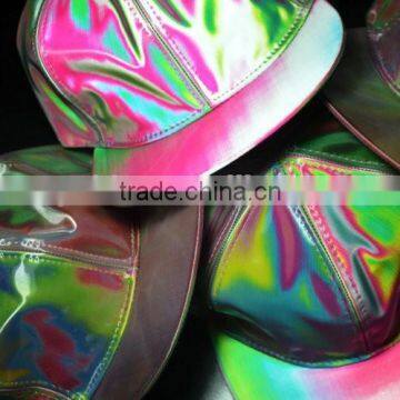 the Stars favorite fashion special PVC Lenticular fabric rainbow color Bigbang hiphop strap back hats with 6 panel