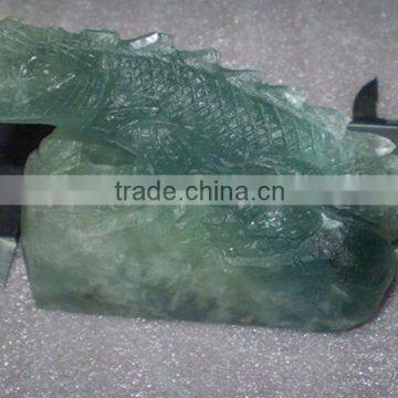 Green Fluorite stone lizard carving-semi precious stone animal carving products for gifts and home decoration