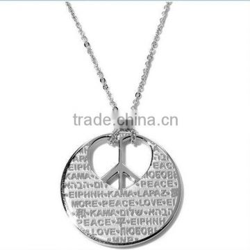 2013 Fashion Steel Heart-Shaped Peace-Sign Script Pendant with 17-1/2" Chain Christmas vners pendant