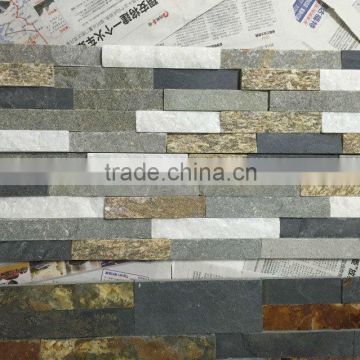 CS047 White+black+ yellow Natural slate culture stone wall coating /Slate culture stone panel                        
                                                Quality Choice