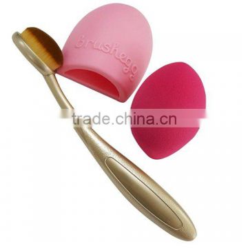 3 in 1 package In Stock Now Oval Makeup Brush, Cosmetic Foundation Cream Oval Makeup Brush Set with sponge brush