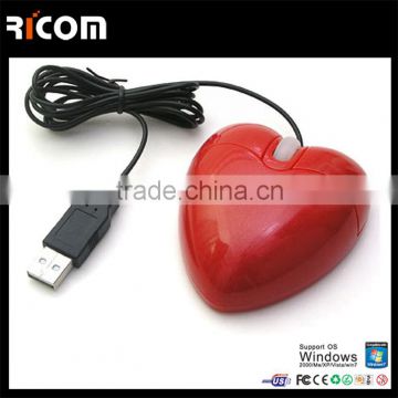 wired heart shape computer optical mouse