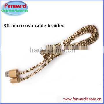 Good quality double color solid python braid aluminum micro usb cable