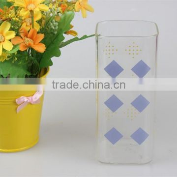 350ml 2015 New Products Square Drinking Glass Tea Coffee Cup with High Quality Custom Logo Made in China