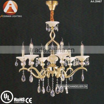 6 Light Antique Zinc Alloy Lamp with Clear Crystal