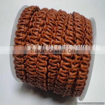 Braided Leather Round Braided Leather Cord 1,5 mm Burnt Siena