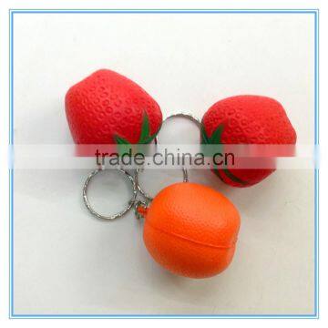 Promotional LOGO printed Anti Stress PU Strawberry KEYRING